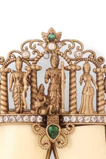 Cosa Nostraa_Gold Stones, Crystals, Divine Ram Darbar Tusk Brooch _Online