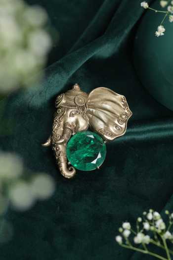 Buy_Cosa Nostraa_Gold Stones, Emerald Gajraj Brooch 