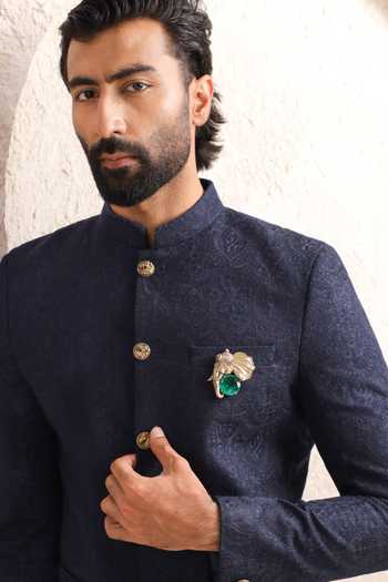 Shop_Cosa Nostraa_Gold Stones, Emerald Gajraj Brooch 
