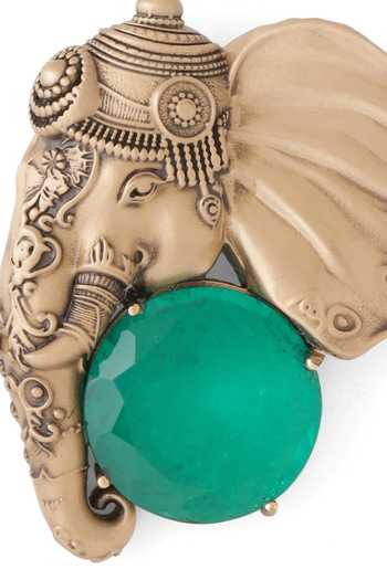 Cosa Nostraa_Gold Stones, Emerald Gajraj Brooch _Online
