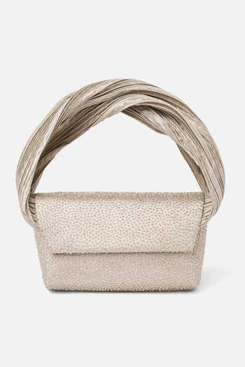 Shop_Doux Amour_Silver Embroidery, Beads Big Phoebe Embellished Grab Bag _at_Aza_Fashions
