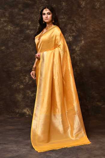 Vishwa By Pinki Sinha_Yellow Silk Zari Woven Saree With Running Blouse _Online_at_Aza_Fashions