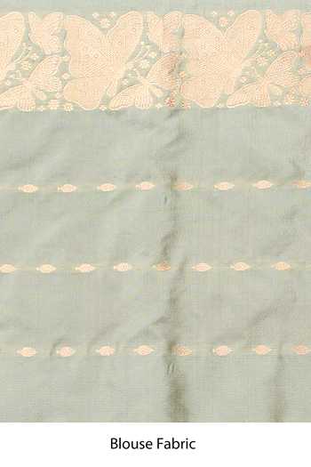 Buy_Vishwa By Pinki Sinha_Green Silk Zari Butterfly Handwoven Saree With Running Blouse _Online_at_Aza_Fashions