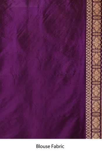 Vishwa By Pinki Sinha_Purple Silk Zari Heirloom Floral Woven Saree With Running Blouse _Online_at_Aza_Fashions