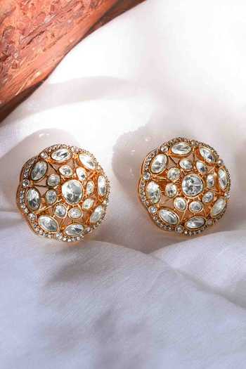 Buy_Amreli Jaipur_White Stones, Crystals Embellished Studs _at_Aza_Fashions