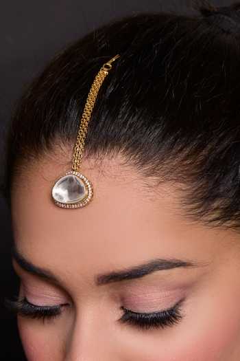 Buy_Amreli Jaipur_Gold Plated Stones Polki Work Maangtikka _at_Aza_Fashions