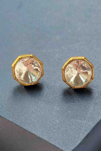 Buy_Amreli Jaipur_White Stones Polki Stud Earrings _at_Aza_Fashions