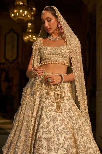 Buy_Seema Gujral_Gold Plated Sequins, Beads Ivory Kaliras - Set Of 2 _Online_at_Aza_Fashions