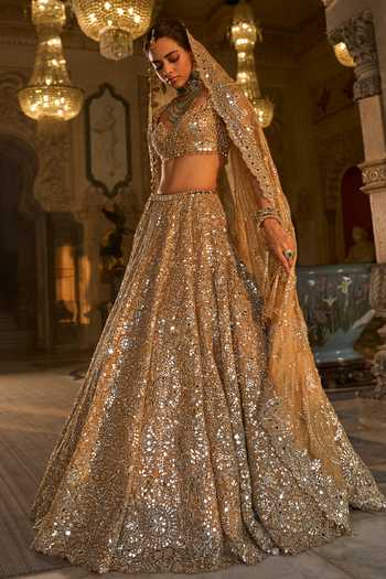 Buy_Seema Gujral_Gold Plated Beads, Pearls, Stones, Tassels Embellished Kaliras - Set Of 2 _Online_at_Aza_Fashions