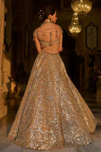 Seema Gujral_Gold Plated Beads, Pearls, Stones, Tassels Embellished Kaliras - Set Of 2 _Online_at_Aza_Fashions