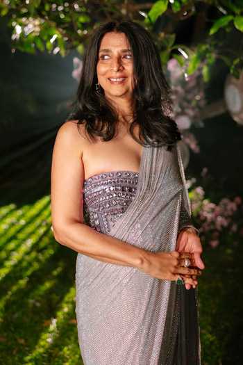 Itrh_Lilac Net Crystals, Stones Lumina Pre-draped Saree Set _Online_at_Aza_Fashions