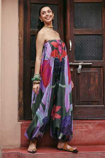 Buy_ZiP by Payal & Zinal_Multi Color Bachpan Breeze Printed Jumpsuit With Belt _Online_at_Aza_Fashions