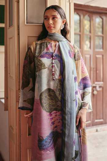 Buy_ZiP by Payal & Zinal_Multi Color Cotton, Georgette V-neck Purana Afsana Floral Print Kurta And Pant Set _Online_at_Aza_Fashions