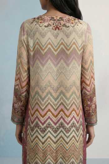 Shop_Kalista_Multi Color Crepe, Viscose V-neck Iena Chevron Print Maxi Dress _Online_at_Aza_Fashions