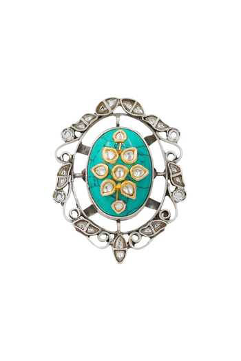 Buy_Sangeeta Boochra_Silver Plated Stones Handcrafted Kundan Embellished Ring _Online_at_Aza_Fashions