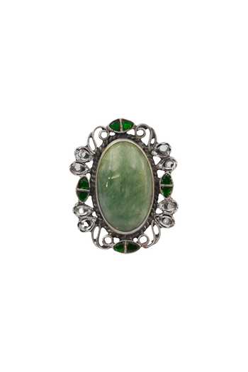 Buy_Sangeeta Boochra_Green Crystals, Gemstones Oval Ring _Online_at_Aza_Fashions