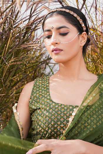 Buy_Gulabo Jaipur_Green Cotton, Cambric Tassels, Pom-poms Scoop Neck Samira Printed Kurta Set 