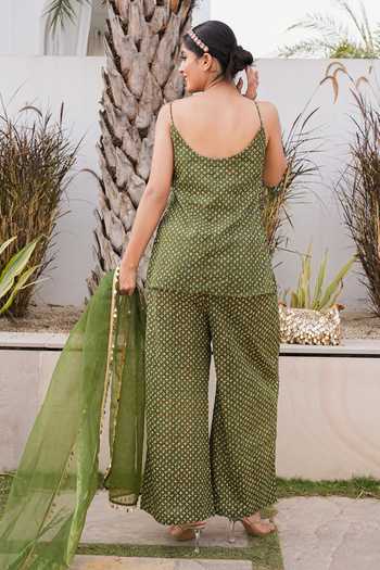 Shop_Gulabo Jaipur_Olive Green Cotton, Cambric Scoop Neck Gulrukh Printed Kurta Set _at_Aza_Fashions