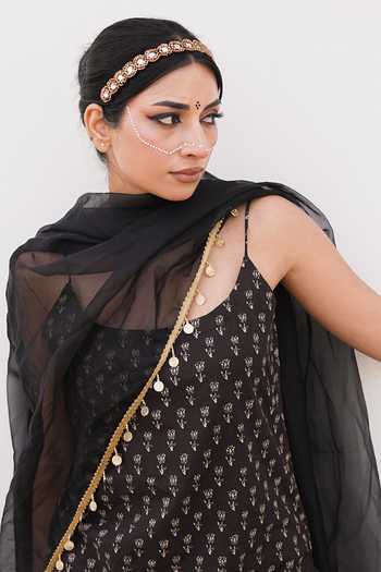 Gulabo Jaipur_Black Cotton, Cambric Scoop Neck Gulrukh Printed Kurta Set _at_Aza_Fashions