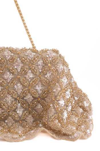 Buy_House Of Kosha_Gold Sequins, Beads Grace Suede Embellished Clutch _Online_at_Aza_Fashions