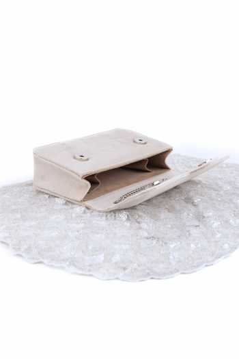 House Of Kosha_Silver Sequins, Beads Grace Suede Embellished Clutch _Online_at_Aza_Fashions