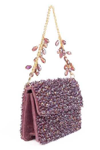 House Of Kosha_Purple Crystals Kiyara Suede Embellished Mini Bag _Online_at_Aza_Fashions