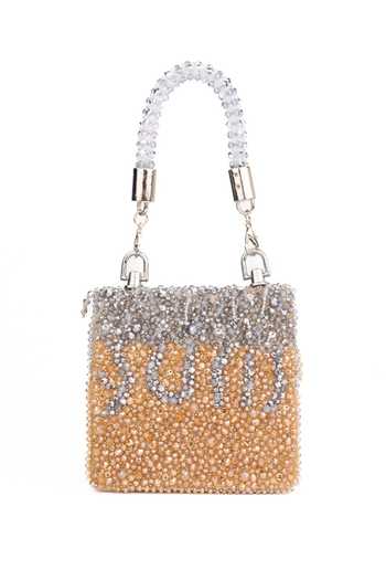 Shop_House Of Kosha_Gold Beads, Stones, Crystals Elsie Suede Mini Bag _at_Aza_Fashions