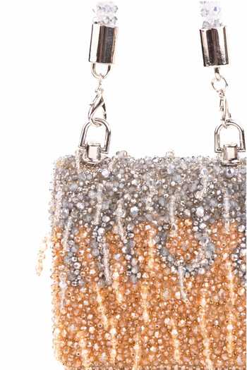 Shop_House Of Kosha_Gold Beads, Stones, Crystals Elsie Suede Mini Bag _Online_at_Aza_Fashions
