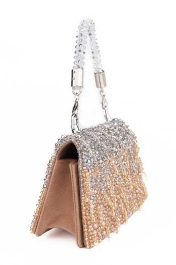 Buy_House Of Kosha_Gold Embroidery, Crystals, Fringe Elsie Suede Clutch _Online_at_Aza_Fashions