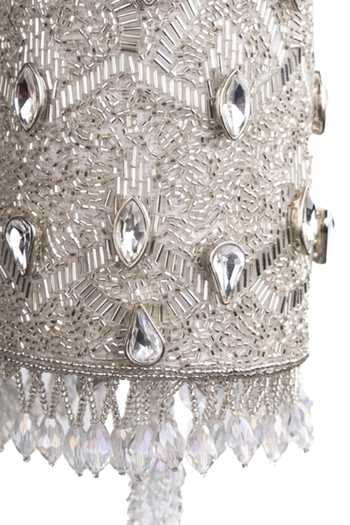House Of Kosha_Silver Beads, Stones, Mirrors, Crystals, Rania Embellished Cylinder Mini Bag _at_Aza_Fashions