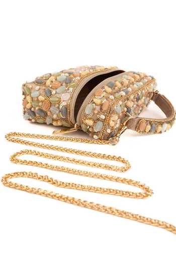 House Of Kosha_Gold Abia Pastel Embellished Vanity Bag _Online_at_Aza_Fashions
