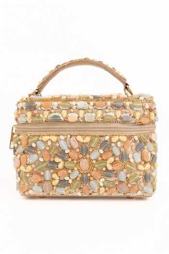 Shop_House Of Kosha_Gold Abia Pastel Embellished Vanity Bag _at_Aza_Fashions