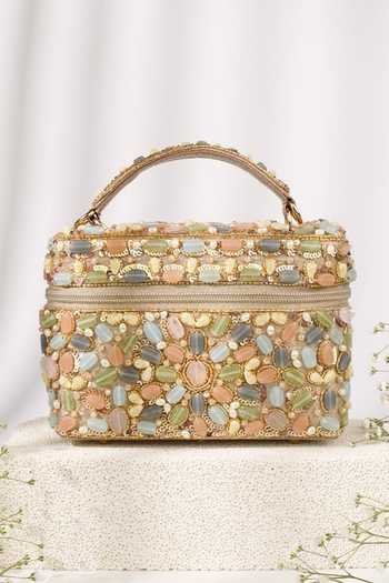 Buy_House Of Kosha_Gold Abia Pastel Embellished Vanity Bag _at_Aza_Fashions