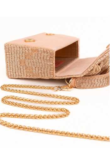 Buy_House Of Kosha_Pink Beads, Fringe Bushra Suede Handcrafted Box Bag _Online_at_Aza_Fashions