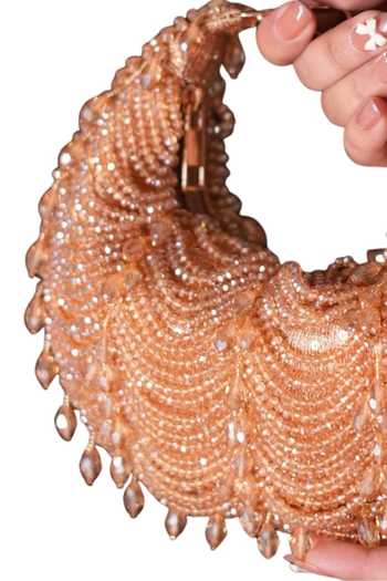 Buy_House Of Kosha_Gold Beads, Crystals Liona Embellished Hobo Bag _Online_at_Aza_Fashions