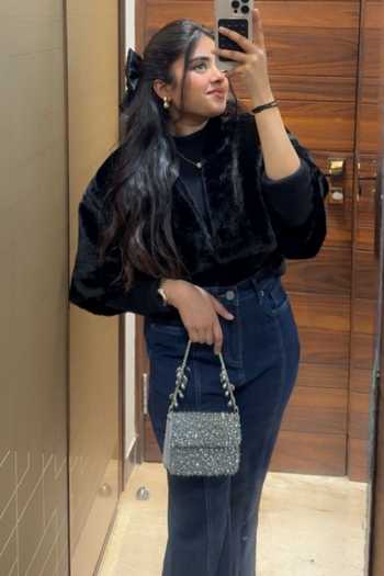 House Of Kosha_Grey Crystals Kiyara Suede Embellished Mini Clutch _Online_at_Aza_Fashions