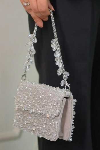 Shop_House Of Kosha_Silver Crystals Kiyara Suede Embellished Mini Bag _at_Aza_Fashions