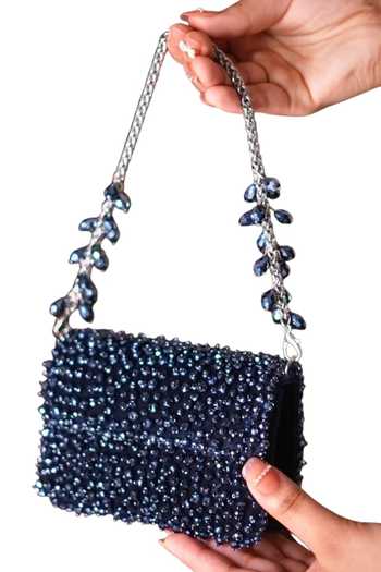 Shop_House Of Kosha_Navy Crystals Kiyara Suede Embellished Mini Bag _at_Aza_Fashions