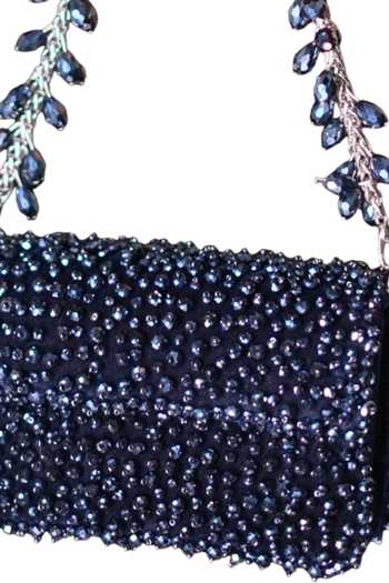 House Of Kosha_Navy Crystals Kiyara Suede Embellished Mini Bag _Online_at_Aza_Fashions