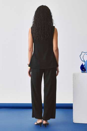 Shop_Echostudio_Black Crepe Peplum Blazer And Pant Set _at_Aza_Fashions