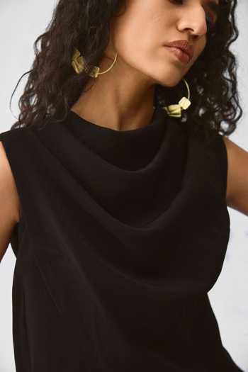 Echostudio_Black Crepe Peplum Blazer And Pant Set _at_Aza_Fashions