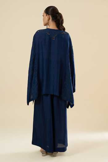 Anamika Khanna_Blue Embroidery, Sequins Tonal Kurta And Pant Set _Online_at_Aza_Fashions