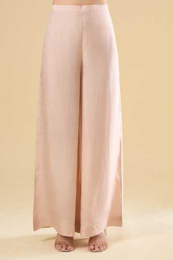 Anamika Khanna_Pink Embroidery Round Neck Tonal Kurta And Pant Set _at_Aza_Fashions