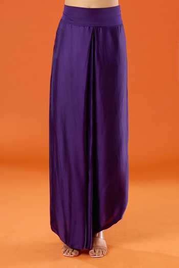 Buy_Prisho_Purple Beads, Pearls, Stones High Neck Embroidered Kaftan And Skirt Set 
