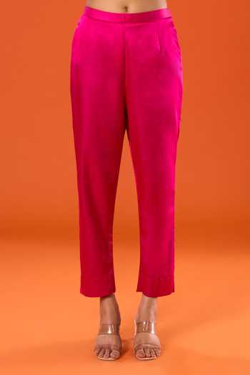 Buy_Prisho_Fuchsia Sequins, Beads, Stones Round Neck, Yes Embroidered Kurta Set _Online_at_Aza_Fashions