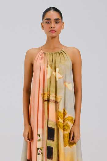 let me be colorblock halter dress Olive Colorblock Pleated Halter Neck Maternity Maxi Dress – PinkBlush