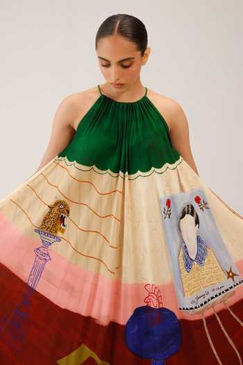 Cord_Multi Color Halter Neck Loft Print Dress _Online_at_Aza_Fashions