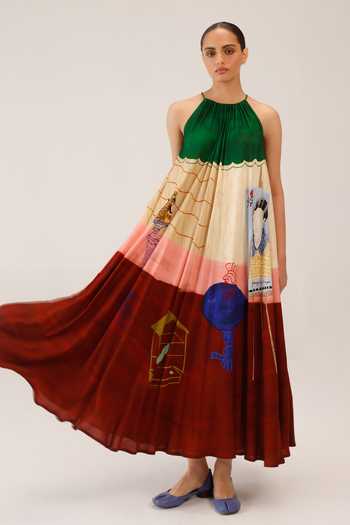 Shop_Cord_Multi Color Halter Neck Loft Print Dress _Online_at_Aza_Fashions
