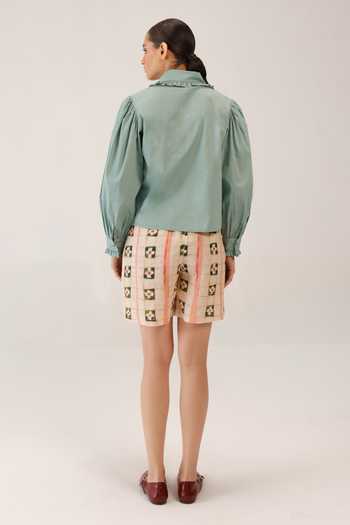 Buy_Cord_Multi Color Cambric Embroidery Collared 80s Fruit Patchwork Shirt _Online_at_Aza_Fashions