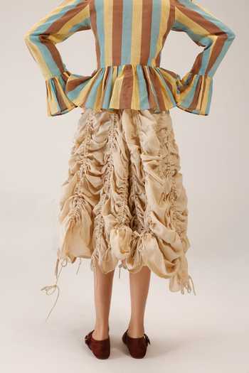 Shop_Cord_Ivory Linen Adele Pleated Skirt _at_Aza_Fashions